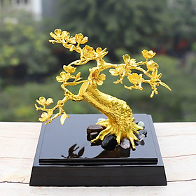 Cây Hoa Đào bonsai mạ vàng - Quà tặng Cành Hoa Đào Tết mạ vàng độc đáo