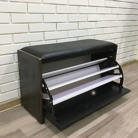 Tủ Giày Thông Minh Cánh Xoay Đa Năng Bằng Gỗ, Kệ Giày Dép Cánh Lật Kèm Ghế Ngồi Dài 80cm x 30cm x 45cm (TG-09)