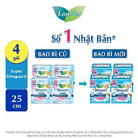 Combo 4 gói BVS Laurier Siêu Mỏng 1mm Mát lanh 25cm 7 miếng