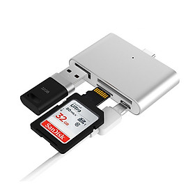 Đầu đọc thẻ nhớ Type c đọc thẻ SD,TF,USB đa năng 4 trong 1 vỏ nhôm cao cấp