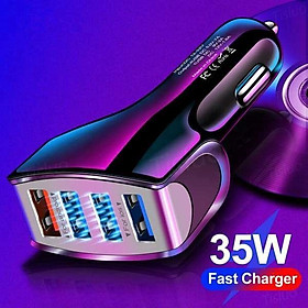 Phụ kiện sạc nhanh 4 cổng USB cho xe ô tô Qc3.0 tiện dụng