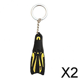2xNovelty Mini Dive  Flippers Key Chain Holder Keyring Keychain  Yellow