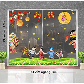 Mua DECAL TRANG TRÍ TẾT TRUNG THU 2021 BÉ VUI CHƠI CÙNG LÂN ĐÓN CHỊ HẰNG