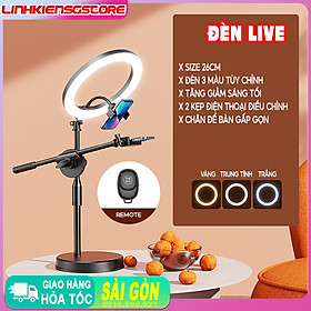 Bộ đèn học online livestream 2 kẹp điện thoại chân C02 để bàn gấp gọn kèm remote bluetooth