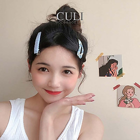Kẹp tóc, Set kẹp tóc mái bọc vải họa tiết xinh xắn, phong cách Hàn Quốc cho nữ - Culi accessories