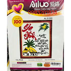 Mua Tranh thêu chữ thập Gia đình Thỏ AL51355  kích thước 40 x 50 cm