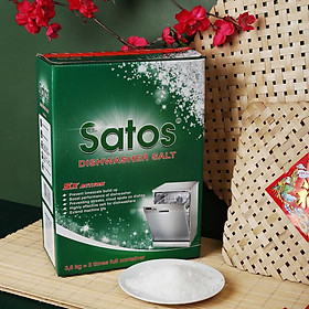 Muối rửa bát Satos 3.6kg, dành cho máy rửa bát, với độ tinh khiết 99.4%, 