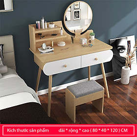 Mua Bộ bàn trang điểm cá nhân 80cm kèm ghế đôn  bàn trang điểm cá nhân gương tròn  bàn trang điểm gỗ