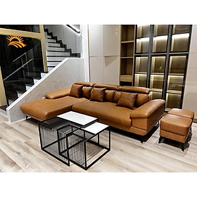 Mua Sofa góc L da bò Italy Juno sofa màu nâu SFLCT17 2m8 x 1m6 hàng cao cấp chuẩn da bò nhập khẩu Ý