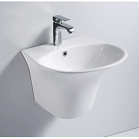 Chậu lavabo treo tường liền chân màu trắng phong cách hiện đại