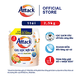 Gel Giặt Attack Hương Trái Cây Tươi Mát Túi 2.5Kg