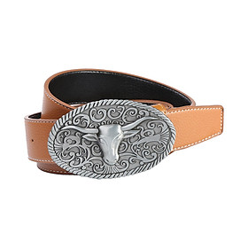 Hình ảnh Buckle Belts Mens Leather Belt Strap Western Belt for Father Birthday Gift