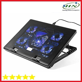 Đế tản nhiệt Cooler Pad S500 5 Fan siêu làm mát Laptop, đế nâng lên hạ xuống được