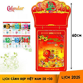 Mua Lịch Bloc Siêu Đại Chúc Mừng Năm Mới Ất Tỵ 2025 kích thước tổng chiều dài 60cm Giấy bóng đẹp có ngày tháng hoàng đạo tham khảo