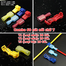 Mua Combo 60 cút nối dây điện phân nhánh chữ T các loại T1 T2 T3