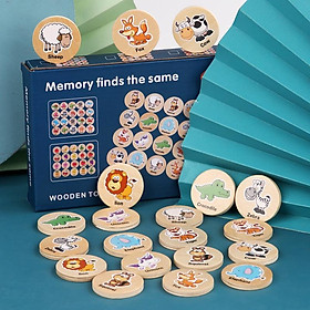 Bộ thẻ gỗ trò chơi tìm cặp giống nhau memory game luyện tập tri nhớ, tư duy cho bé