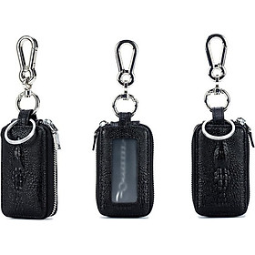 Double layer AUTO Leather Car Key Bag Keychain Unisex Genuine Pouch Card Wallets