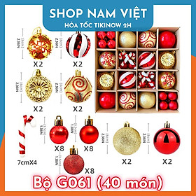 Bộ Quả Châu Nhiều Kiểu Dáng Trang Trí Giáng Sinh Cao Cấp