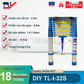 Mua Thang nhôm rút đơn cao cấp DIY TL-I-32S chiều cao sử dụng tối đa 3.2M
