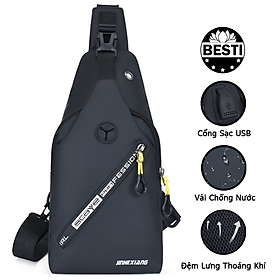 Túi Đeo Chéo Nam Nữ Chống Nước Thời Trang Besti BTY01 Phong Cách Hiện Đại, Chất Liệu Vải Oxford Cao Cấp, Tích Hợp Cổng Sạc USB  – Hàng Chính Hãng