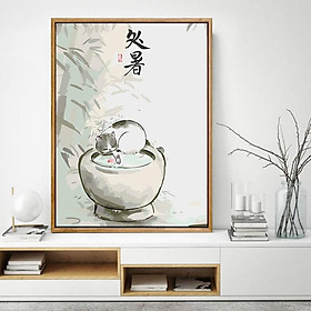 Mua Tranh sơn dầu số hoá có khung LIM Art - Tranh tô màu theo số mèo cổ trang