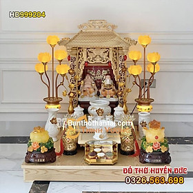Mua Bộ bàn thờ Thần Tài Mái chùa 1mái Sứ trắng sen nổi HD999204
