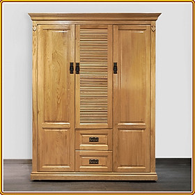 Tủ Quần Áo Gỗ Sồi Mỹ Tự Nhiên OAK - 03 Cánh Cửa + 02 Ngăn Kéo - 1m4 - 1m6