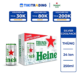 Thùng 24 lon bia Heineken Silver Coolpack 250ml/lon