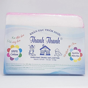 Khăn gạc Thanh Thanh Trung 10 cái 3 lớp 30x37cm 100% cotton