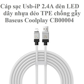 Cáp sạc và dữ liệu Usb-iP 2.4A đèn LED dây TPE dẻo siêu bền Baseus