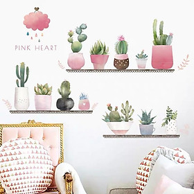 Decal dán tường những chậu cây nhiệt đới sắc màu trang trí phòng khách, phòng ngủ đẹp