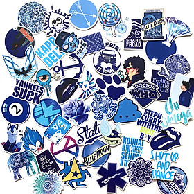 Bộ 50 Sticker Blue Hình Dán Decal Chất Lượng Cao Chống Nước Chủ Đề Màu Xanh Dương