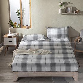 Bộ ga giường cotton Tici kẻ LIDACO cao cấp