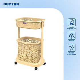 Kệ bông nhựa DUY TÂN 2 tầng có bánh xe (49.5 x 32.6 x 79.4 cm) - 14303