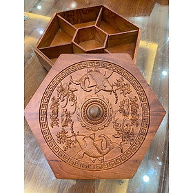 Mua Khay Bánh Mứt Tết Hình Đôi Cá Vàng Gỗ Hương Tự Nhiên Đẹp