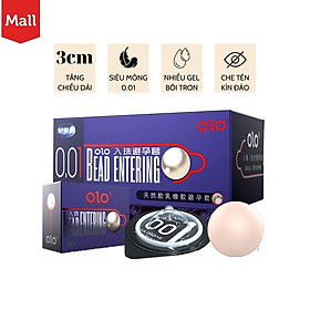 Bao cao su OLO Bead Entering, siêu mỏng, nhiều gel, tăng kích thước chiều dài 3cm - Hộp 10 bcs