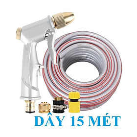 Mua Bộ dây vòi xịt nước rửa xe  tưới cây . tăng áp 3 lần  loại 15m 206701-1 đầu đồng cút nối đồng+ tặng đai