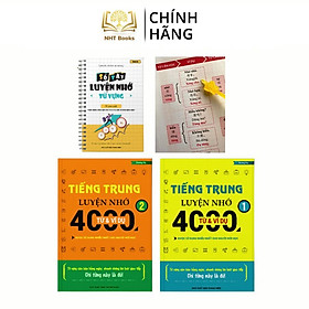 Sách - Combo: Tiếng Trung luyện nhớ 4000 từ và ví dụ tập 1+ tập 2+ sổ tay luyện nhớ từ vựng+DVD tài liệu