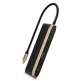 Cáp Chuyển Đổi USB Type-C Sang Hdmi + Vga + 3*USB 3.0 Ports + Gigabit Lan + SD/TF + Type-C PD dài 20cm màu Gray Gold Ugreen TC50988CM221 Hàng chính hãng.