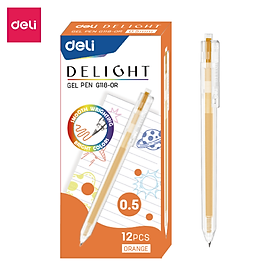 Bút gel bấm ngòi 0.5mm nhiều màu Deli - Độ dài mực lên tới 1000m - 12 màu mực - 1 chiếc - EG118
