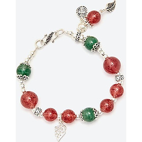 Vòng tay thạch anh dâu phối lá bạc Ngọc Quý Gemstones