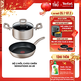 Combo Chảo chiên Tefal Sensations H9100614 28 cm & Nồi chống dính Tefal Sensations H9104614 24cm