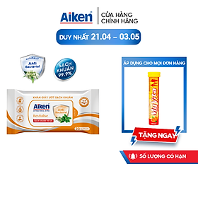 Aiken Khăn Ướt Sạch Khuẩn Chiết Xuất Bạc Hà 20 Tờ