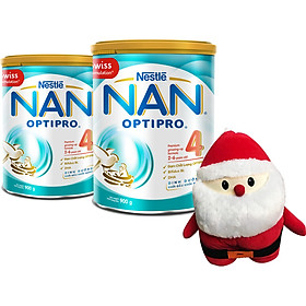 Combo 2 Lon Sữa Bột Nestle NAN Optipro 4 900g - Tặng Bộ Gối Mền Ông Già Noel