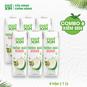 COMBO 6 Hộp Nước dừa đóng hộp Cocoxim Sen dung tích 1000ml/Hộp