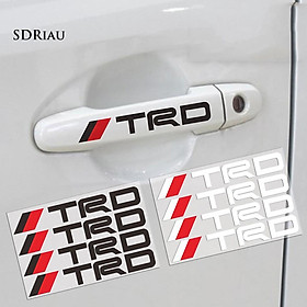 Set 4 miếng dán trang trí tay nắm cửa xe hơi in hình logo TRD phản quang đẹp mắt