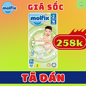 (MẪU MỚI CẢI TIẾN) Tã/bỉm dán Molfix size XL62+2 miếng cho bé 12-17kg