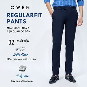 Hình ảnh OWEN - Quần âu nam màu xanh đen Regular fit cạp tăng đơ co dãn