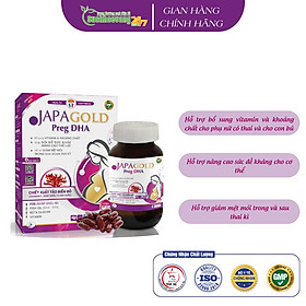 Viên uống bổ bầu JapaGold Preg -DHA++ bổ sung các vitamin, khoáng chất cho phụ nữ trong thời kỳ mang thai và cho con bú -  Hộp 30 viên