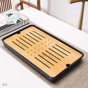 Mua KHAY TRE CHỮ NHẬT ĐẾ NHỰA MELAMINE | KHAY TRÀ 2 LỚP CHUYÊN DỤNG CHO NHÀ HÀNG KHÁCH SẠN